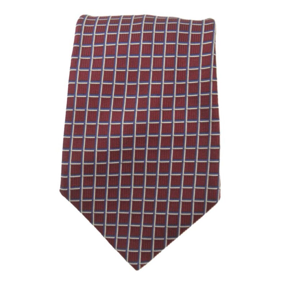 Barneys New York Mens Silk Classic Geographic Print Tie Red White Blue 56in.